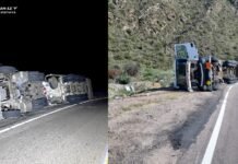 Vuelco de un camión en la Cuesta de La Cébila: el conductor resultó herido