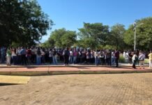 Masiva movilización docente en el Parque de los Niños en el marco de una jornada nacional de lucha