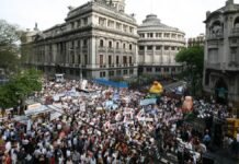 Organizaciones marcharon en el Congreso contra el proyecto que elimina el límite a la compra de tierras por extranjeros