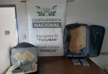 Gendarmería incautó más de 4 kilos de cocaina ocultos en equipaje con doble fondo